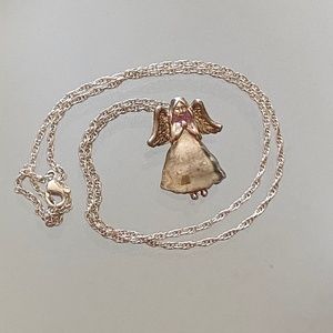 Silver Praying Winged Angel Necklace